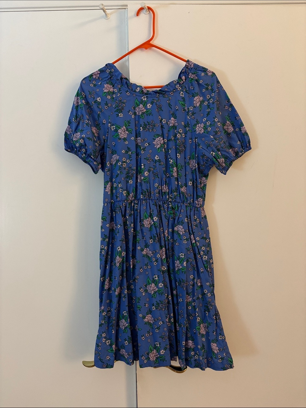 J. Crew Blue Floral Mini Dress with Pink and Green Accents
